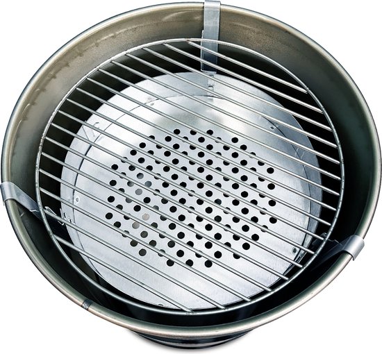 Barrelkings small industriële houtskool barbecue-b-BBQ| Vuurkorf in één|60 Liter metalen olievat 40x58CM van Barrelkings — afbeelding 2