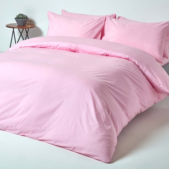 Homescapes Drap-housse uni 150 x 200 cm 100 % coton égyptien 200 fils coloris rose