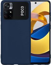 Hoesje Geschikt voor Xiaomi Poco M4 Pro 5G Hoesje Siliconen Case Hoes - Hoes Geschikt voor Xiaomi Poco M4 Pro 5G Hoes Cover Case - Donkerblauw