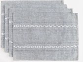 Placemat, 4-delige set, afwasbaar, 35 x 48 cm, wasmachinebestendig, grijze stof, katoen en linnen, placemats voor tafel, keuken, eten (grijs)