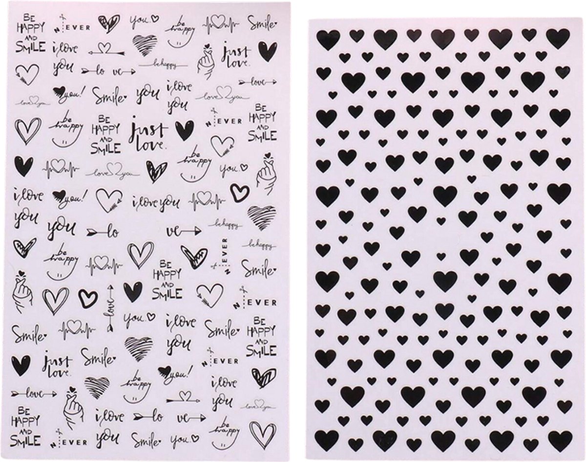 Goedkoopste Nagelstickers nail art (2 velletjes) - Nail Art Stickers Hartjes - Nagelstickers Hartjes - Nagelstickers Velletjes Zelfklevend - Nagellak stickers - Nagelstickers kinderen - Nail Art Stickers Decoratie - Nagel Stickers hartje