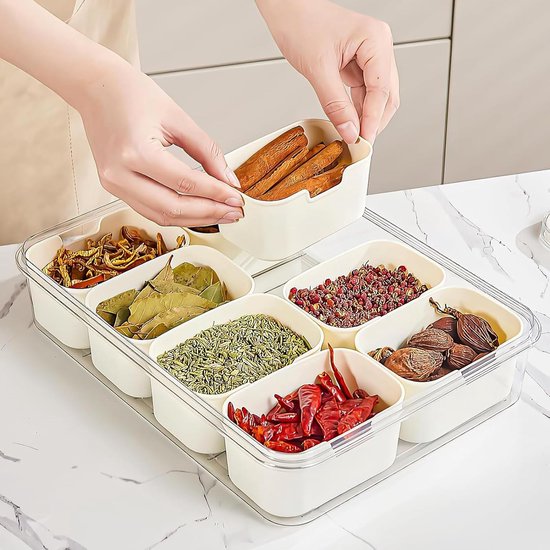 Hejo Snack Box Avec Couvercle - Boîte Compartimentée 8 Sections Pour Noix, Bonbons, Fruits Et Épices (Lavage à La Main)