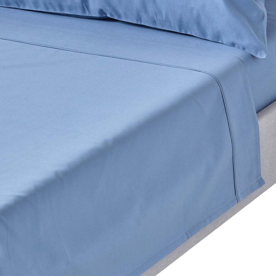 Homescapes luxe laken zonder elastiek 230 x 255 cm, blauw - 100% Egyptisch katoen