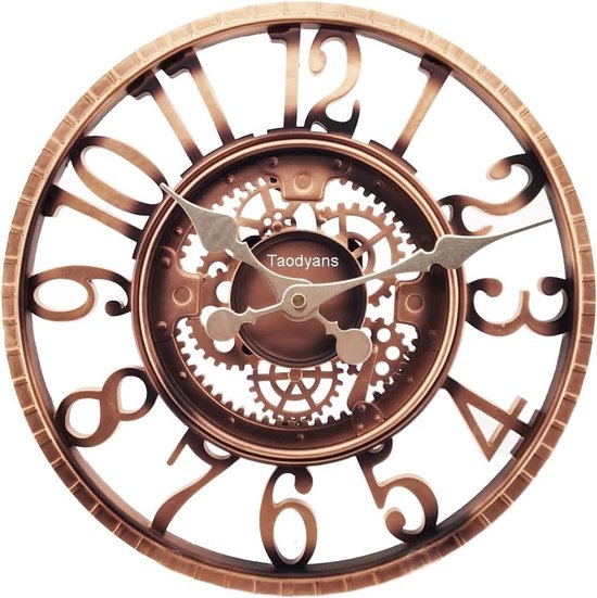 Horloge extérieure industrielle - 30 cm - Koper/marron - Horloge de jardin Vintage étanche - Horloge murale extérieure pour l'extérieur - Horloge Décoration de jardin