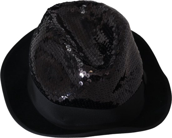 Dolce & Gabbana - Chapeau Fedora Capello en Polyester Noir à Paillettes pour Femme