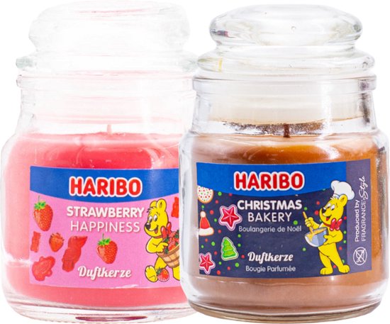 Bougies Haribo 85gr set 2 - 1x petite fraise 1x petite boulangerie de Noël