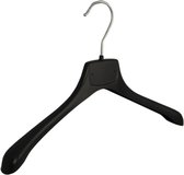 De Kledinghanger Gigant - 10 x Mantelhanger / kostuumhanger kunststof zwart met schouderverbreding, 38 cm