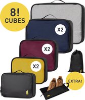 Yellowlegs Packing Cubes – Set van 8 cubes en 2 extra zakken - Zwart - Kleding organizer voor koffers, tassen, backpack en trolley's - 10 delige totaal set