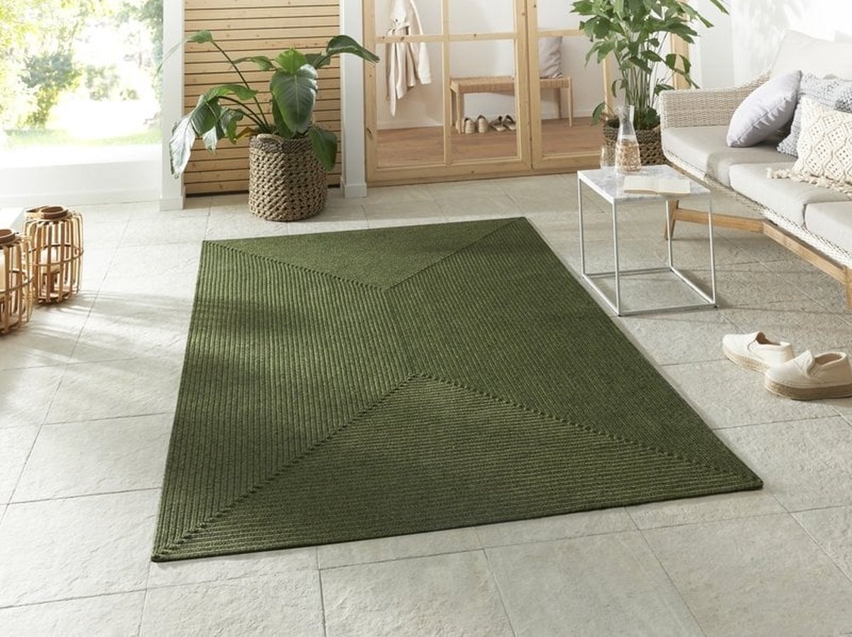 Flycarpets Binnen & Buitenkleed vloerkleed - Trenzado - Groen - 160x230 cm