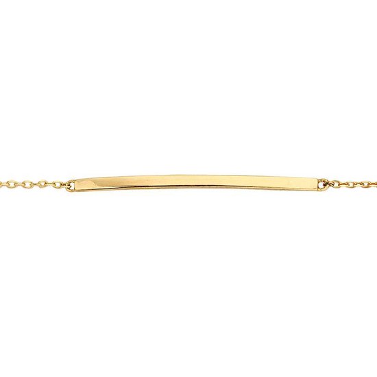 New Bling Goud 9NBG 0080 14 karaat gouden armband 16,5+1+1 cm - Bar 26x1 mm - Goud