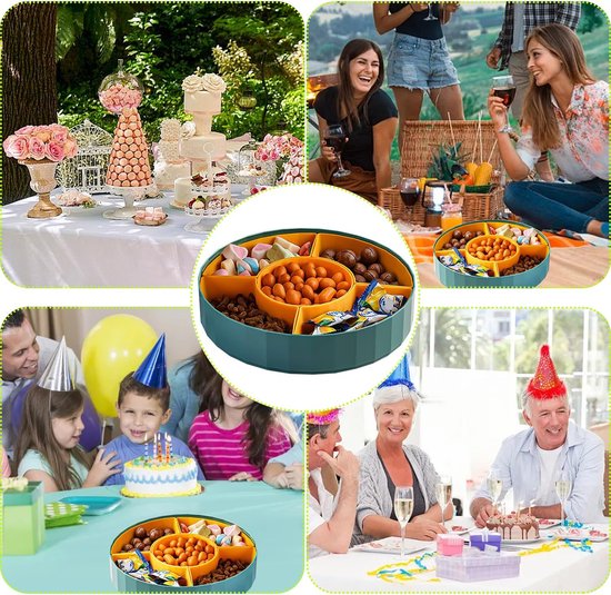 Boîte à Collations 8 Compartiments Avec Couvercle – Plateau Amovible Pour Fruits, Bonbons, Apéritifs – Pratique Pour Fêtes Et Pique-niques