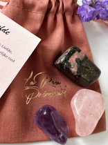 La Rosa Princesa Edelstenen Set Liefde Rozenkwarts Amethist Rhodoniet Vriendschap cadeau Valentijn
