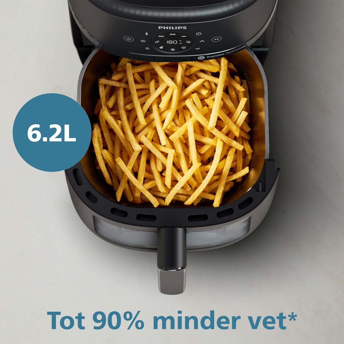 Philips 2000 Series Airfryer - NA230/00 - Kijkvenster - RapidAir - 6.2L - Tot 5 Personen - Zwart — afbeelding 4