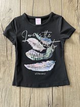 Zero T-shirt zwart bedrukt maat 116/122 kinderkleding