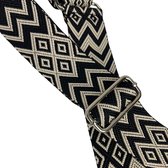 Schoudertas band - Hengsel - Bag strap - Fabric straps - Boho - Chique - Chic - Ruitstijl met zwart met roze lijnen