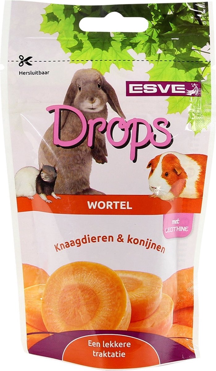 ESVE Knaagdier drops mix | 8 smaken | aanvullend diervoeder | 75 g Wortel