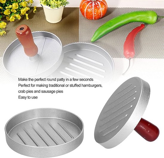 Waledano® Presse à Hamburger Professionnelle 2 PCS - Machine à Hamburger - Broyeur de Burger - Presse à Burger - Batterie de cuisine - Moule à Viande Hachée pour Hamburgers