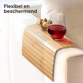 Premium Flexibele Bamboe Bank Dienblad - FSC Gecertificeerd - Antislip Basis - Gemakkelijk Schoon Te Maken - Stijlvol & Duurzaam - Voor Armleuning - Universele Pasvorm
