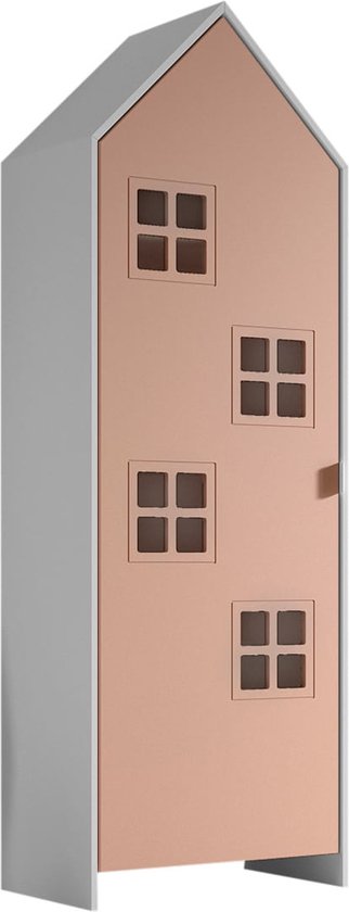 Kledingkast Juul Roze - MDF - Breedte 62,8 cm - Hoogte 9 cm - Diepte 171,7 cm - Met planken - Met openslaande deuren