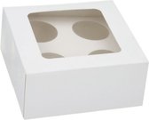 Cupcake Box - Witte kartonnen cupcake doos met venster voor 4 cupcakes - Wit - Bewaardoosjes - Vershouddoos - Bakkerij doos - Cupcakes doosjes.
