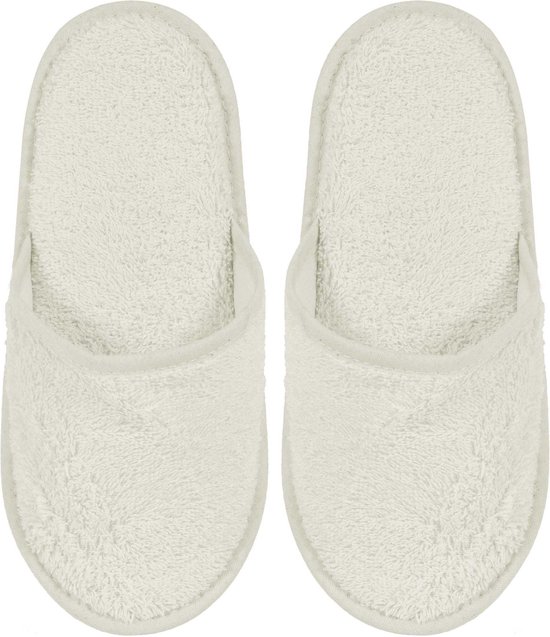 Chaussons de bain Terry Uni Pure avec Semelle Ivoire Ecru Taille 38-1 Paire