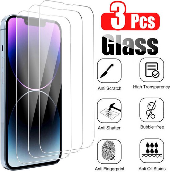 Screenprotector gechikt voor Iphone 13 Pro Max - 3pack - Glass Protector voor Iphone 13 Pro Max - Bescherm Scherm - Gehard Glas - Full Coverd - Tempered Glass
