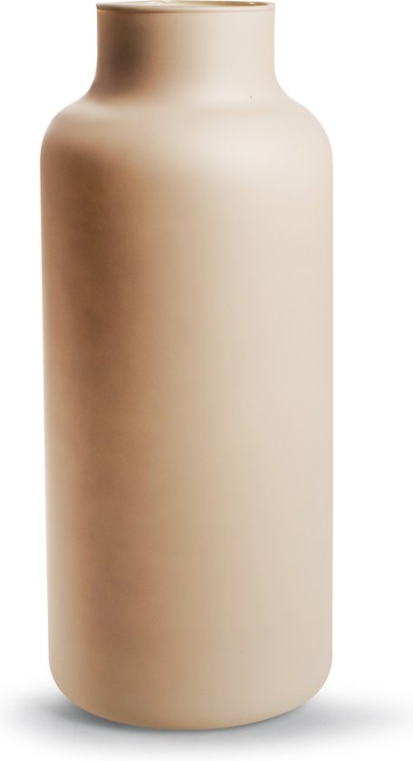 Jodeco Bloemenvaas Gigi - mat zand - eco glas - D14,5 x H35 cm - melkbus vaas