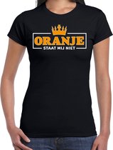Bellatio Decorations Koningsdag verkleed T-shirt dames - oranje staat mij niet - zwart- feestkleding L