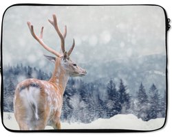 SleevesAndCases - Laptophoes - Laptop - Dieren - Hert - Sneeuw - Gewei - Laptop sleeve - 15 6 Inch