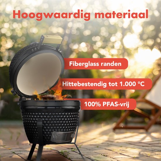 KitchenBrothers Kamado BBQ - 13 Inch Houtskool Barbecue - 27⌀ cm - Egg BBQ - Zwart van KitchenBrothers — afbeelding 3