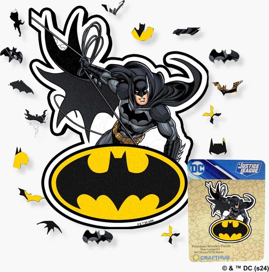 Batman - premium houten puzzel - 22,3cm x 39,1cm - 162 stukjes - luxe verpakking