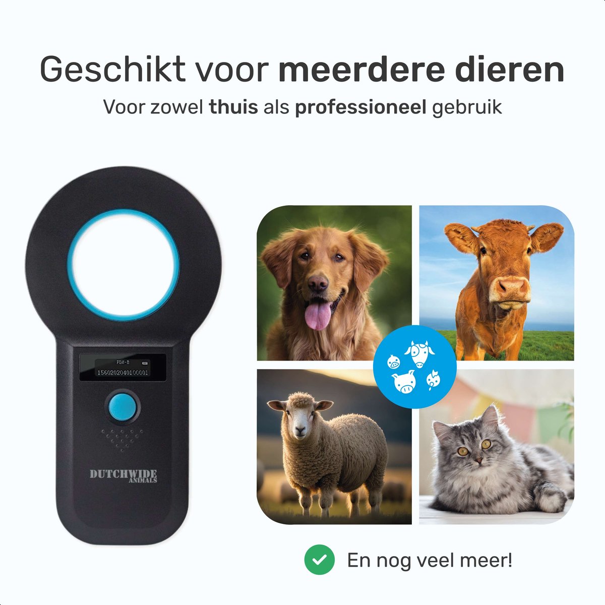 Huisdier Microchip Lezer – Draagbaar, Oplaadbaar OLED Scherm, 128 Dagen Geheugen – Voor Hond, Kat, Paard En Vee