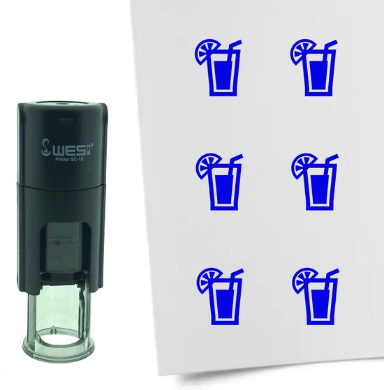 CombiCraft Stempel Cocktail 10mm rond - blauwe inkt