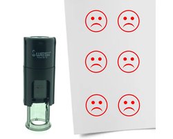 CombiCraft Stempel Smiley Wanhopig 10mm rond - Rode inkt