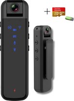 MrGoods Bodycam 1080P - Action Cam - Bewegingsdetectie - 180º Draaibare Lens - LED Display - Bodycam Politie - Infrarood - Spycam - Incl. 128GB SD-Kaart en USB Stekker