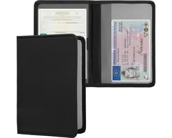 kwmobile hoes voor kentekenbewijs en rijbewijs - Hoesje met pasjeshouder in zwart - Omslag van neopreen