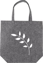 Vilten tote bag met takje - antracietkleurige vilten tas - origineel cadeau voor vriendin - duurzame tas