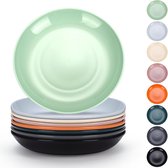 Lot de 8 assiettes en plastique, assiettes plates, 20 cm, vaisselle réutilisable incassable pour tous usages et tous âges Passe au micro-ondes, sans BPA, passe au lave-vaisselle (multicolore)