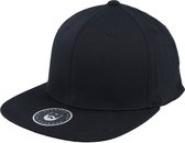 Hatstore- Badge Logo Back Black Flat Brim Fitted - Bearded Man Cap