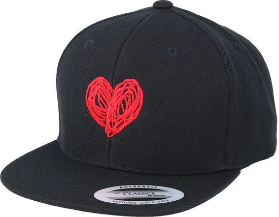 Hatstore- Kids Heart Black Snapback - Kiddo Cap Cap