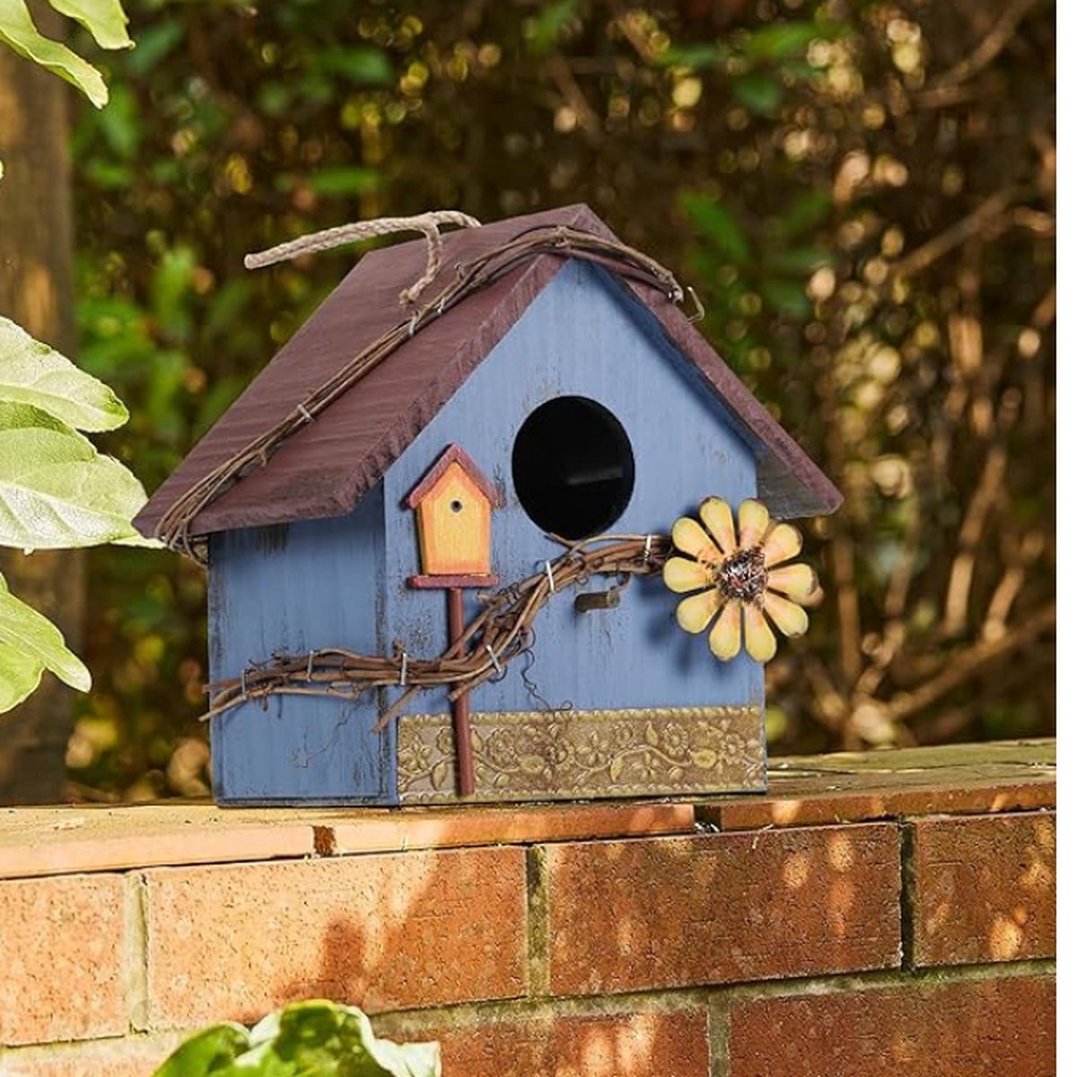 Nichoir En Bois Pour Oiseaux Sauvages - Mangeoire Extérieur Jardin - Protection Hivernale - 16x19,5x11,5 Cm