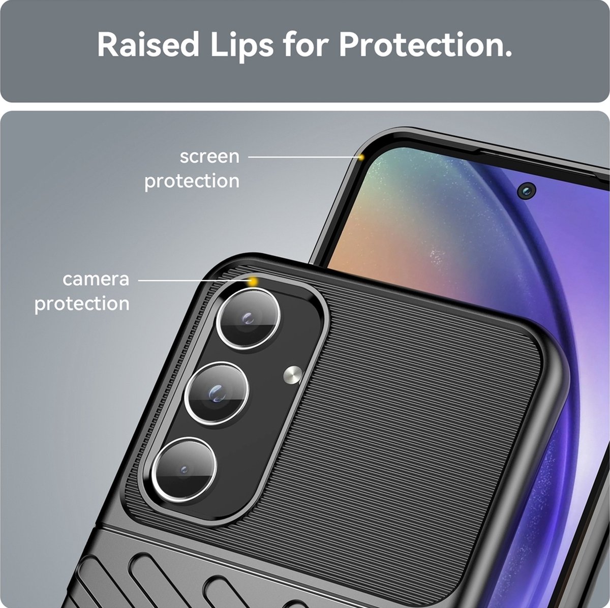 Mobigear Hoesje geschikt voor Samsung Galaxy A55 Telefoonhoesje Flexibel TPU | Mobigear Groove Backcover | Galaxy A55 Case | Back Cover - Zwart