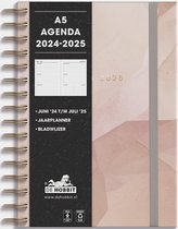 Hobbit - A5 Agenda Spiraal - 2024-2025 - 1 week op 2 pagina's - A5 (14,8 x 21 cm) - Abstract Oudroze