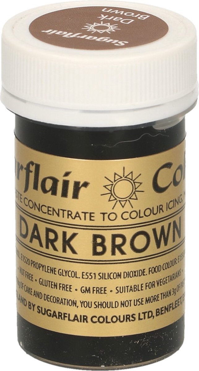 Sugarflair Spectral Concentrated Paste Colours Voedingskleurstof Pasta - Donkerbruin - 25g