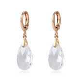 Behave Oorhangers dames – goudkleurig – transparant – kristal druppel oorbellen - stijlvolle vrouwen oorhangers - sieraden - geschenkdoos - cadeau