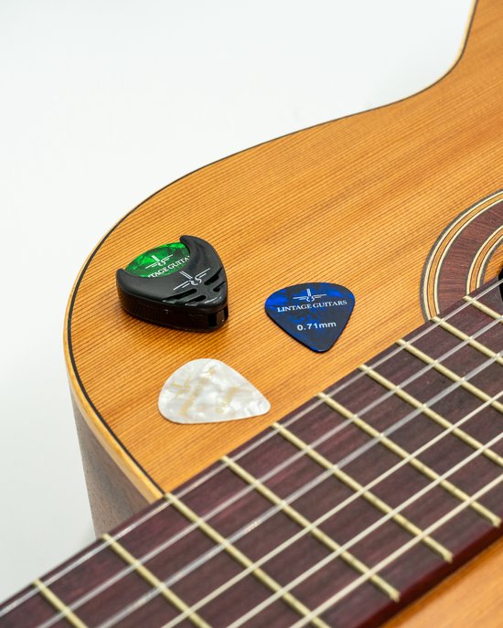 Foto: Plectrumhouder 3 celluloid plectrums houder voor plectrums met plakstrip gitaar accessoires