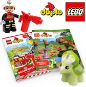 LEGO Duplo voordeelbundel - 2 doeboeken + 2 poppetjes van brandweer & dino - Voor jongens en meisjes 2 jaar / 3 jaar / 4 jaar / 5 jaar - Speelgoed - Polybag - Cadeau - Dinosaurus