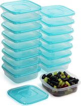 16 boîtes Nourriture carrées en plastique – Boîtes de rangement réutilisables sans BPA de 710 ml avec Couvercles – Passent au micro-ondes, au congélateur et au lave-vaisselle – Récipients hermétiques/boîtes à déjeuner