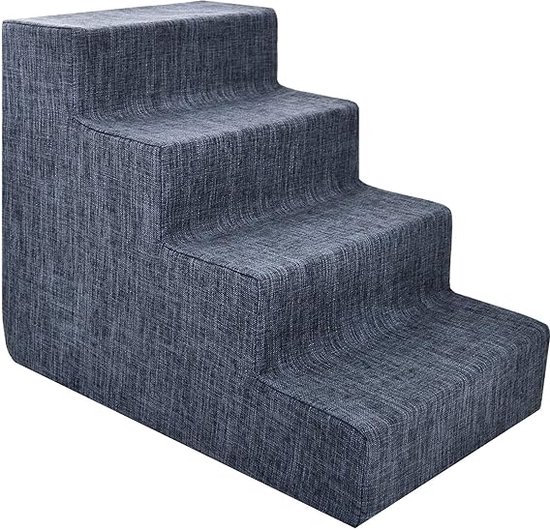 Hondentrap Voor Bed & Bank - Zachte Schuimtrap Met Afneembare Hoes Voor Honden En Katten, Grijs