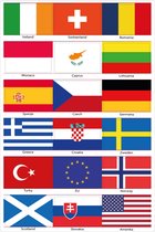 36 verschillende vlaggen van 4 x 6 cm verdeeld over 2 vellen